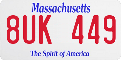 MA license plate 8UK449