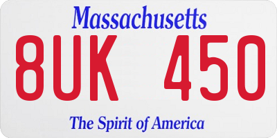 MA license plate 8UK450