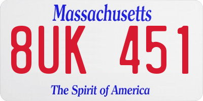 MA license plate 8UK451