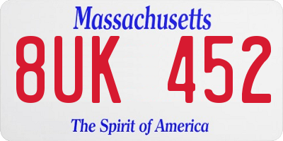 MA license plate 8UK452