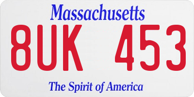 MA license plate 8UK453