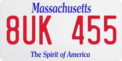 MA license plate 8UK455