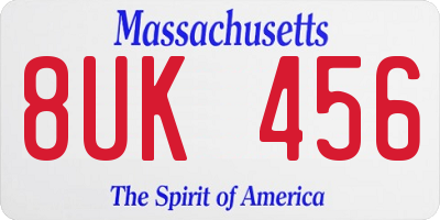 MA license plate 8UK456