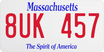 MA license plate 8UK457
