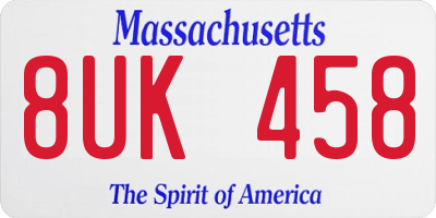 MA license plate 8UK458