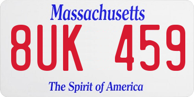 MA license plate 8UK459