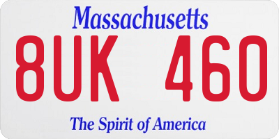 MA license plate 8UK460