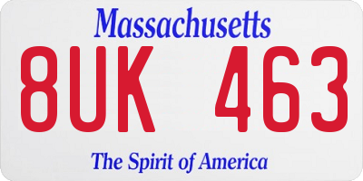 MA license plate 8UK463