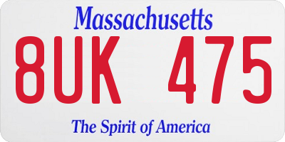 MA license plate 8UK475