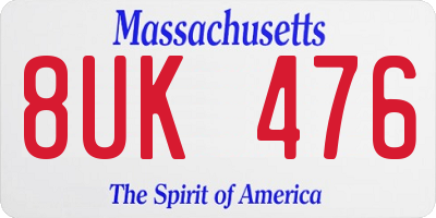 MA license plate 8UK476