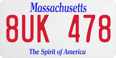MA license plate 8UK478