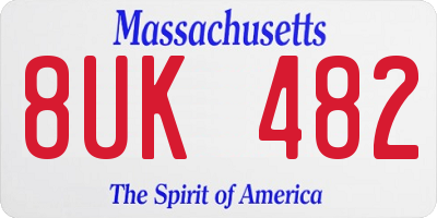 MA license plate 8UK482