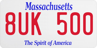 MA license plate 8UK500