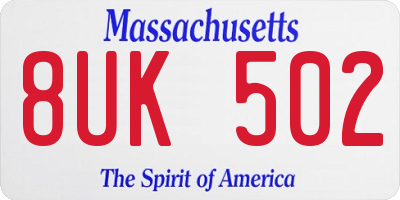 MA license plate 8UK502