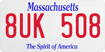 MA license plate 8UK508