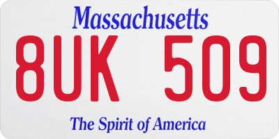 MA license plate 8UK509