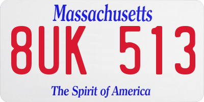 MA license plate 8UK513