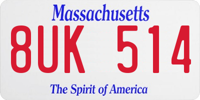 MA license plate 8UK514