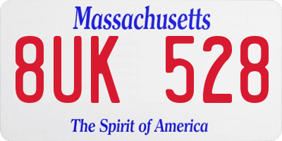 MA license plate 8UK528
