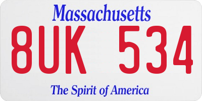 MA license plate 8UK534