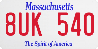 MA license plate 8UK540