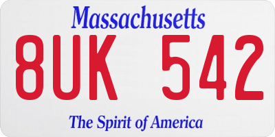MA license plate 8UK542