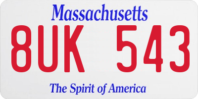 MA license plate 8UK543