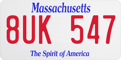 MA license plate 8UK547