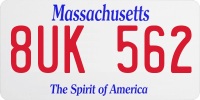 MA license plate 8UK562