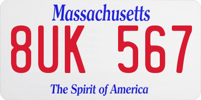 MA license plate 8UK567