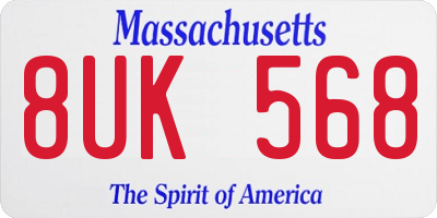 MA license plate 8UK568
