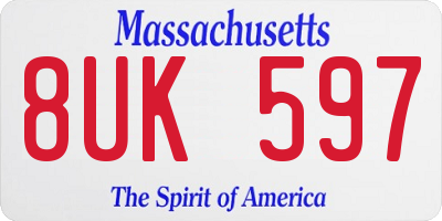 MA license plate 8UK597