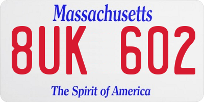 MA license plate 8UK602