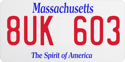 MA license plate 8UK603