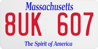 MA license plate 8UK607