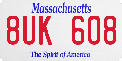 MA license plate 8UK608