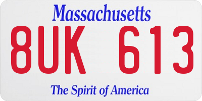 MA license plate 8UK613