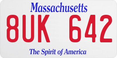 MA license plate 8UK642