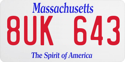 MA license plate 8UK643