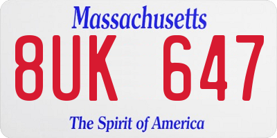 MA license plate 8UK647