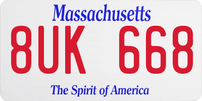 MA license plate 8UK668