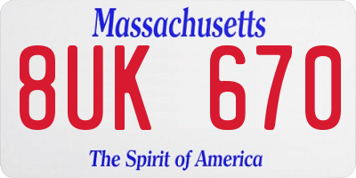 MA license plate 8UK670