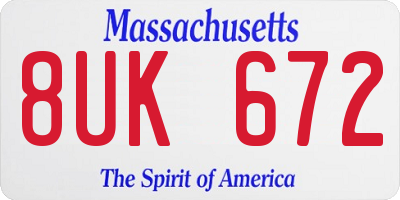 MA license plate 8UK672