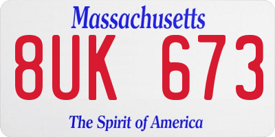 MA license plate 8UK673