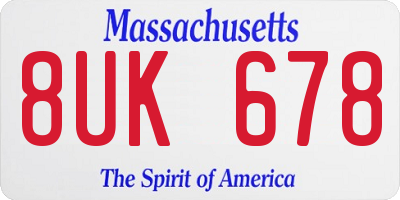 MA license plate 8UK678