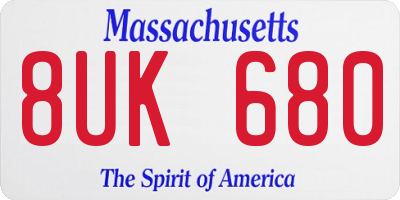 MA license plate 8UK680