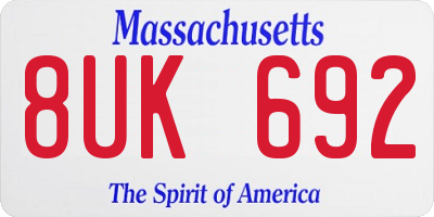 MA license plate 8UK692