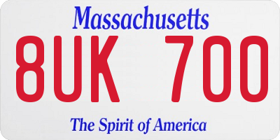 MA license plate 8UK700