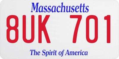 MA license plate 8UK701