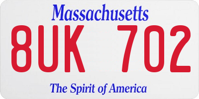 MA license plate 8UK702